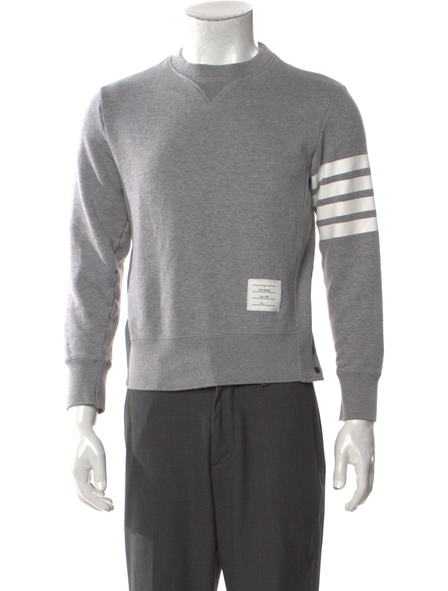 Thom Browne 4-Bar Crewneck Striped Sweatshirt