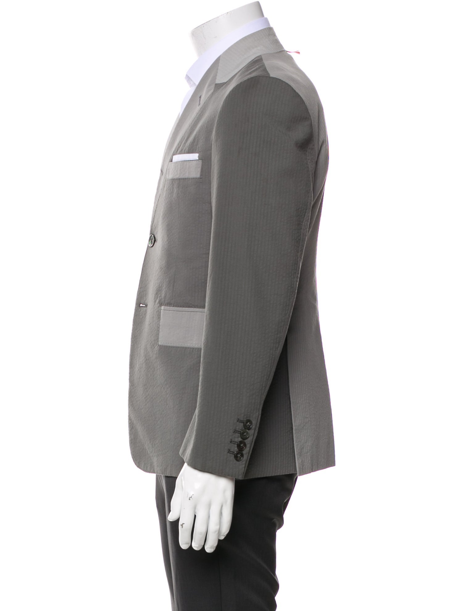 Thom Browne Fun-Mix Seersucker Trompe L'oeil Colorblock Pattern Blazer