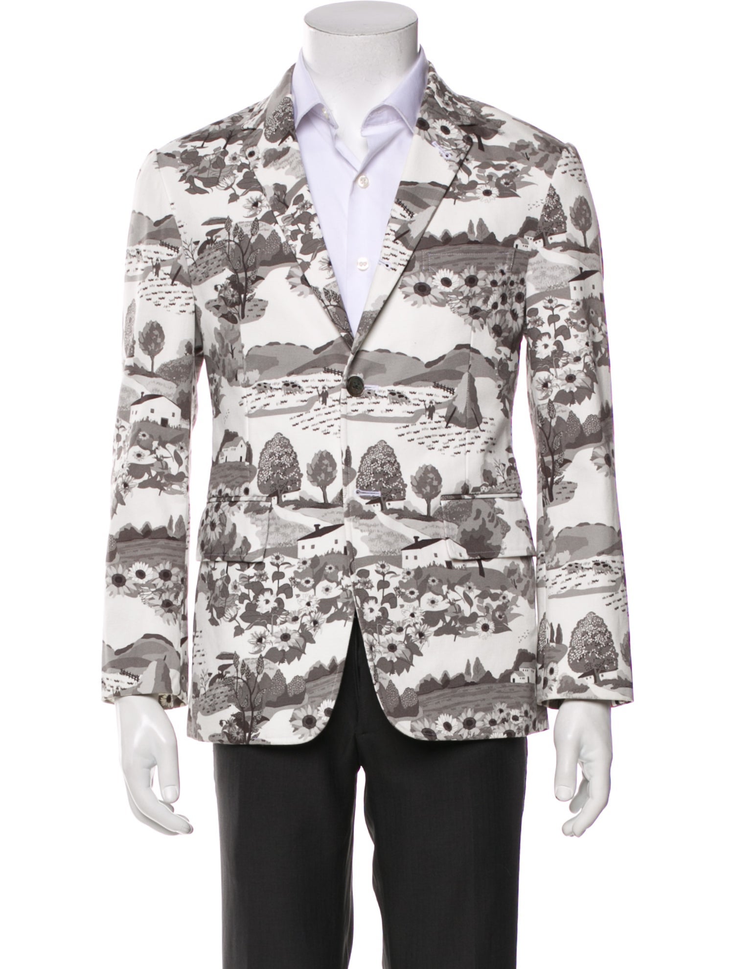 Thom Browne Printed Grosgrain Trim Blazer