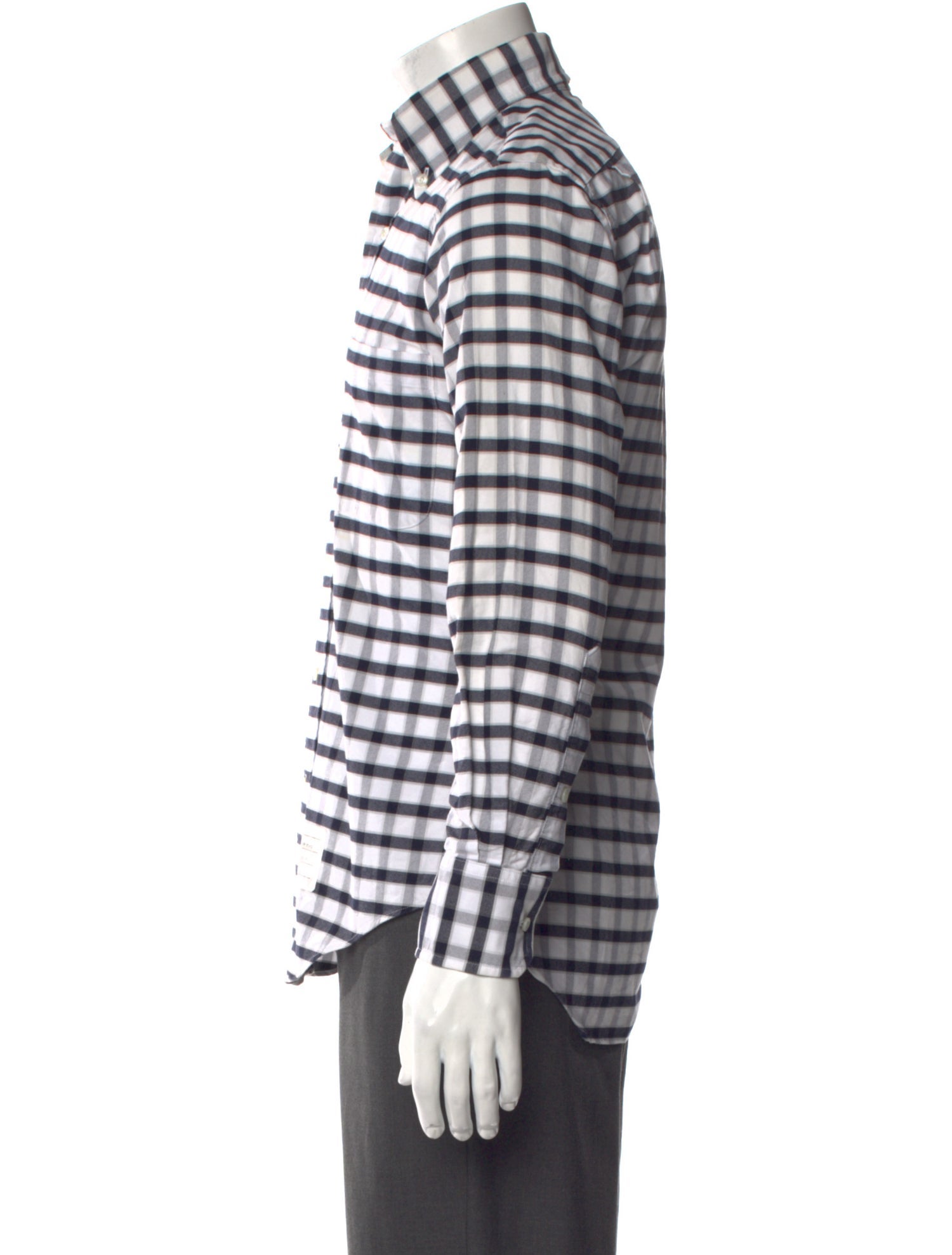 Thom Browne Plaid Print Long Sleeve Shirt