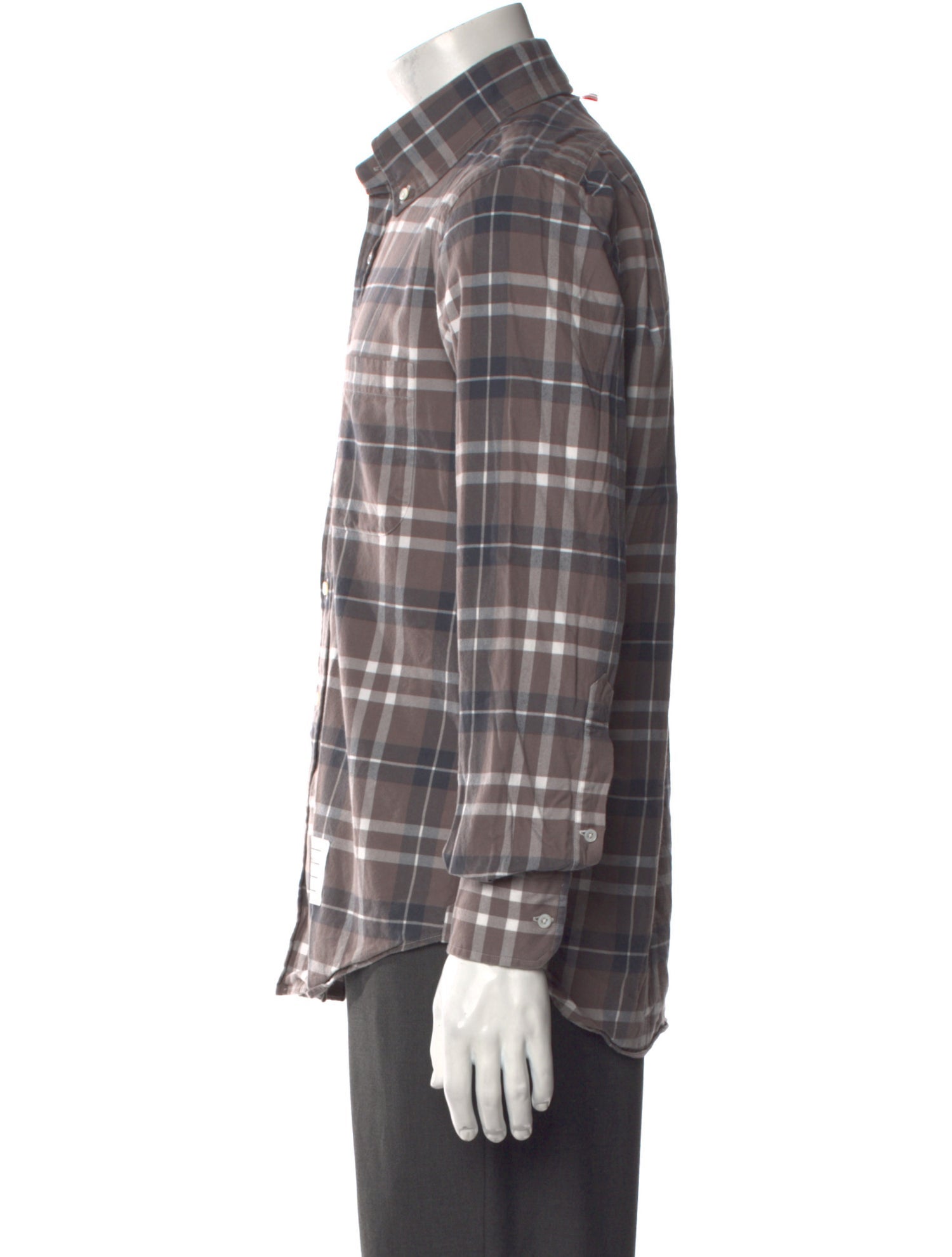 Thom Browne Plaid Print Long Sleeve Shirt