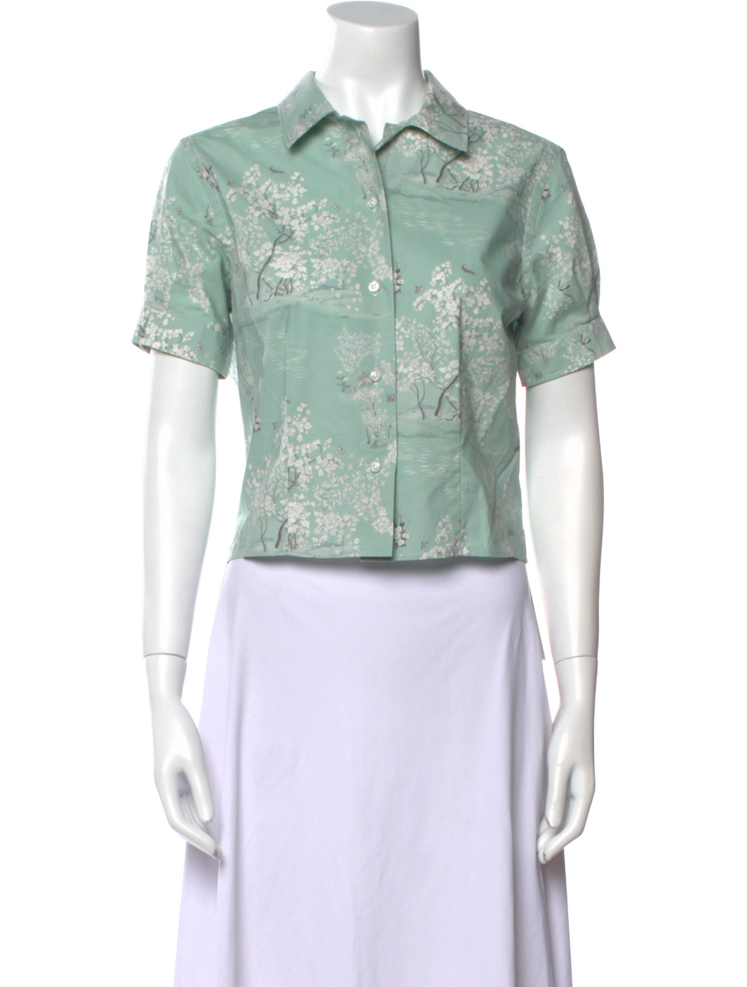 Thom Browne Paisley Print Short Sleeve Crop Top