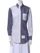 Thom Browne Fun-Mix Pinstripe Striped Button-Up Top