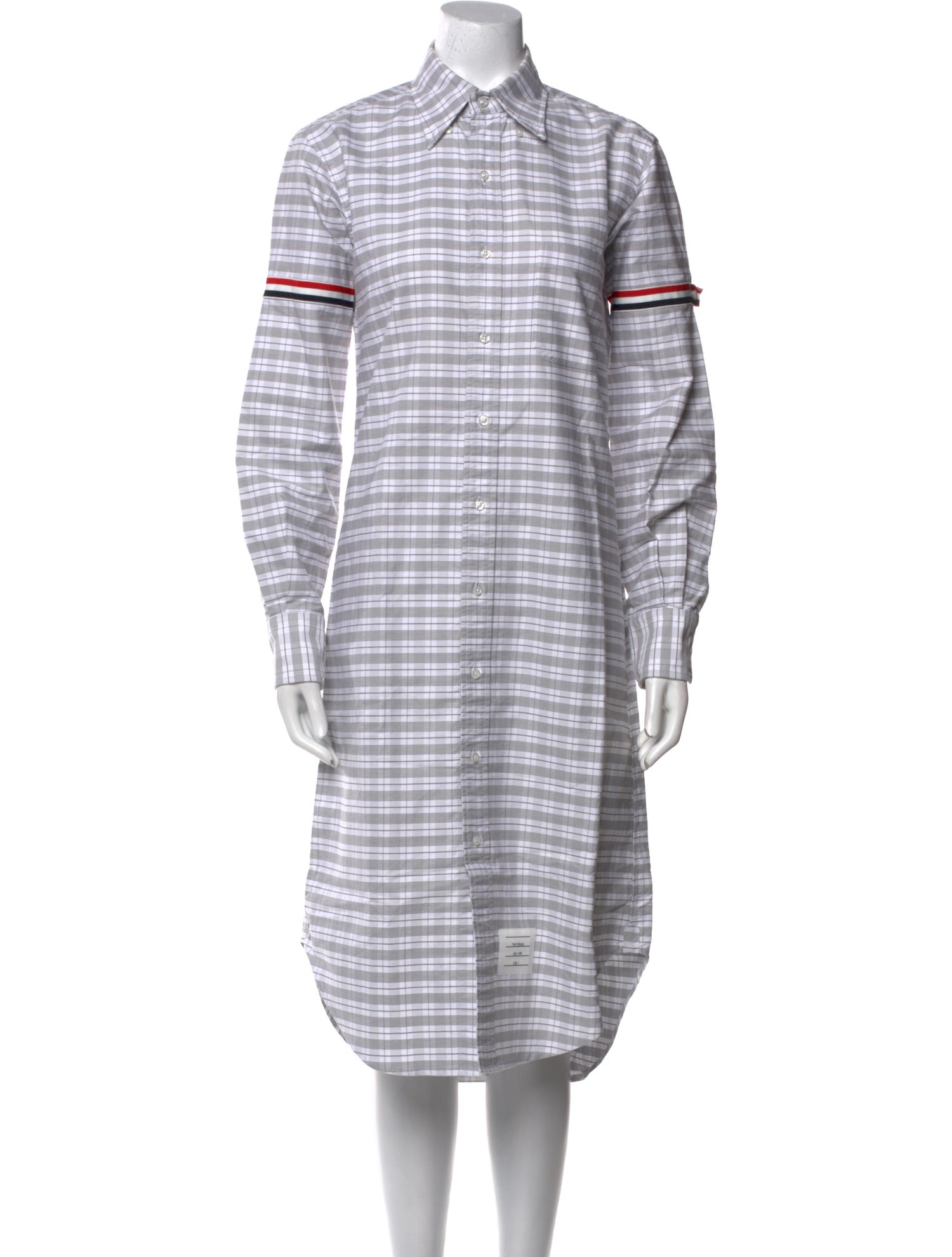 Thom Browne Plaid Print Long Sleeve Dress