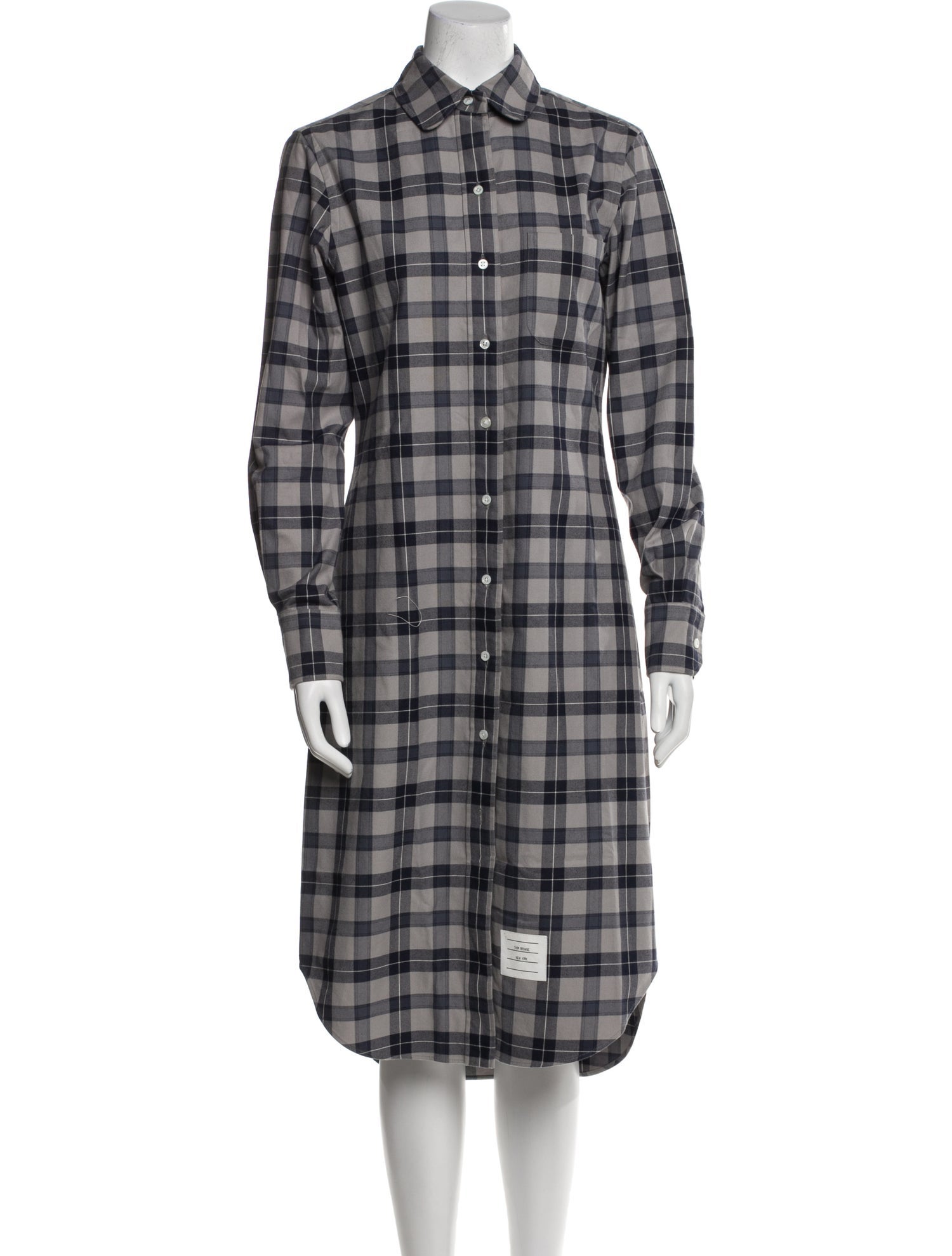 Thom Browne Plaid Print Midi Length Dress