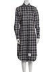Thom Browne Plaid Print Midi Length Dress