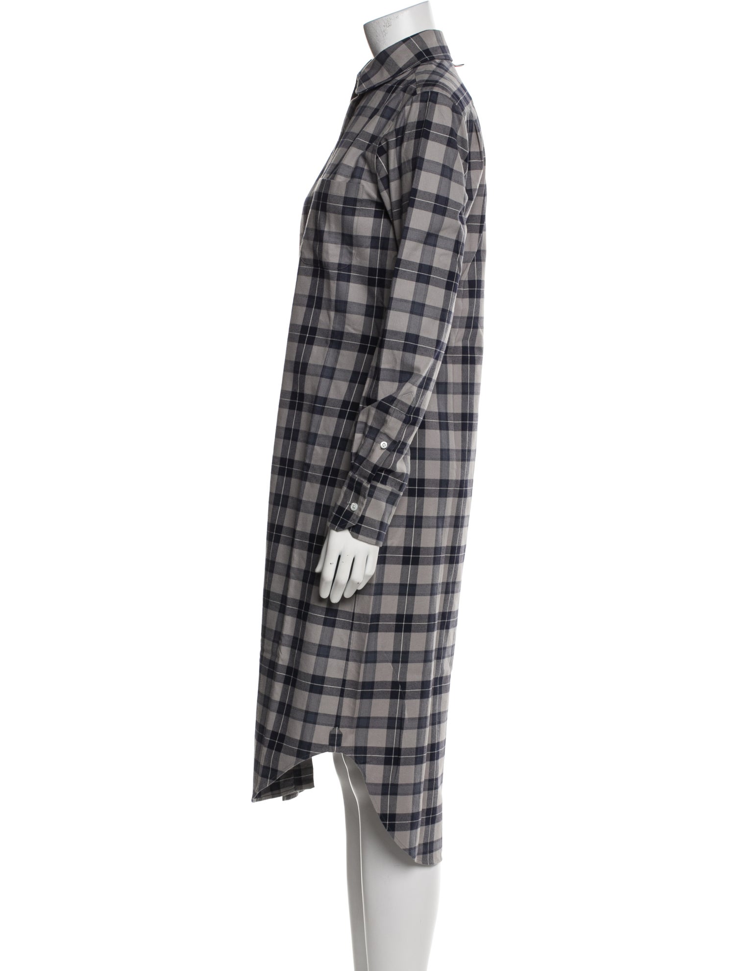 Thom Browne Plaid Print Midi Length Dress