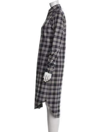 Thom Browne Plaid Print Midi Length Dress