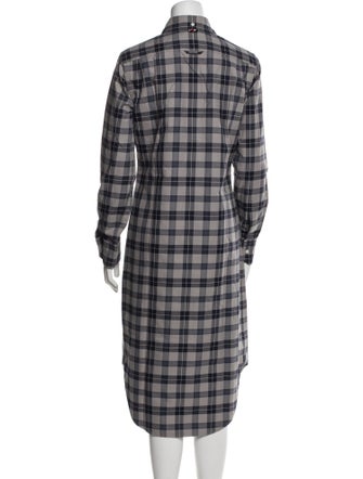 Thom Browne Plaid Print Midi Length Dress