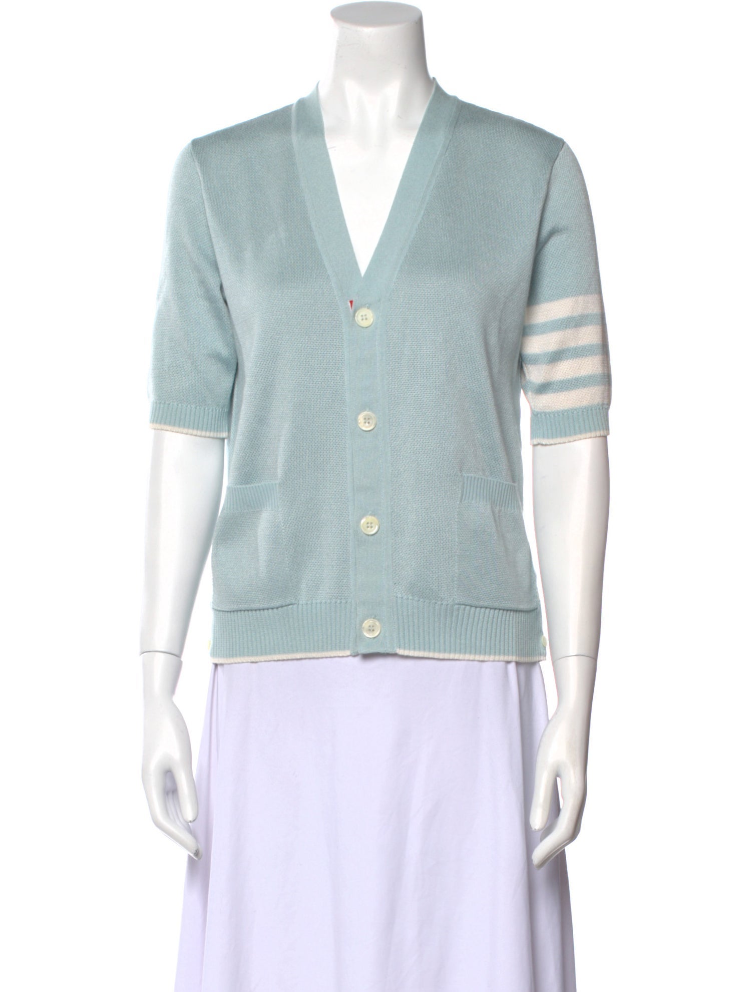 Thom Browne Silk V-Neck Top