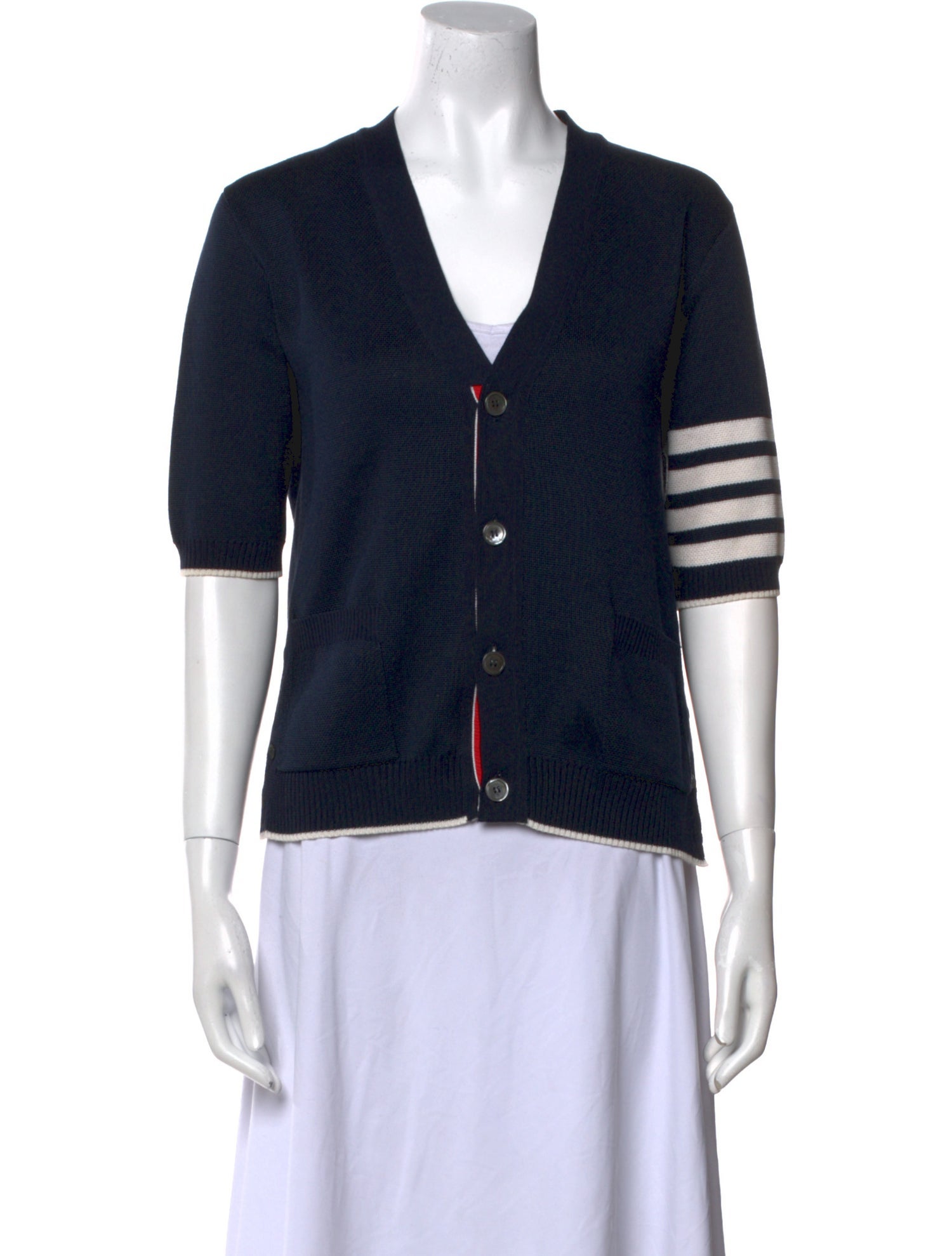 Thom Browne Silk V-Neck Top