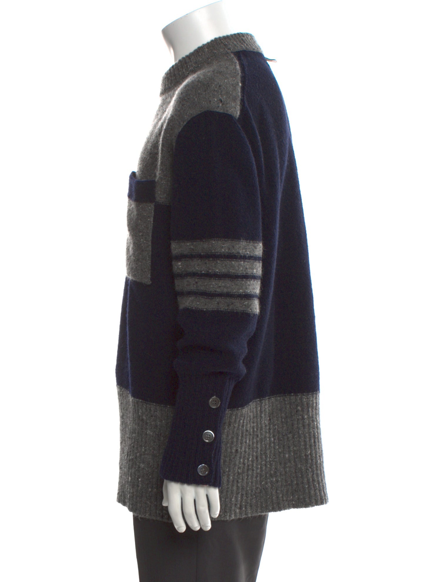 Thom Browne 4-Bar Colorblock Pattern Pullover