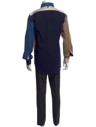 Thom Browne Colorblock Pattern Long Sleeve Shirt