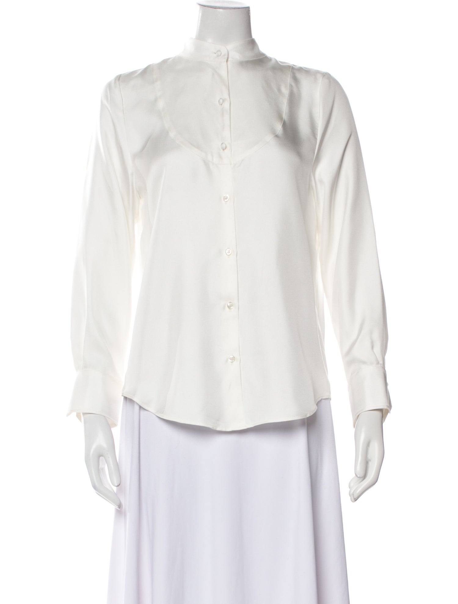 Thom Browne Silk Three-Quarter Sleeve Button-Up Top