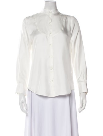 Thom Browne Silk Three-Quarter Sleeve Button-Up Top