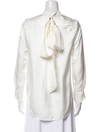 Thom Browne Silk Three-Quarter Sleeve Button-Up Top