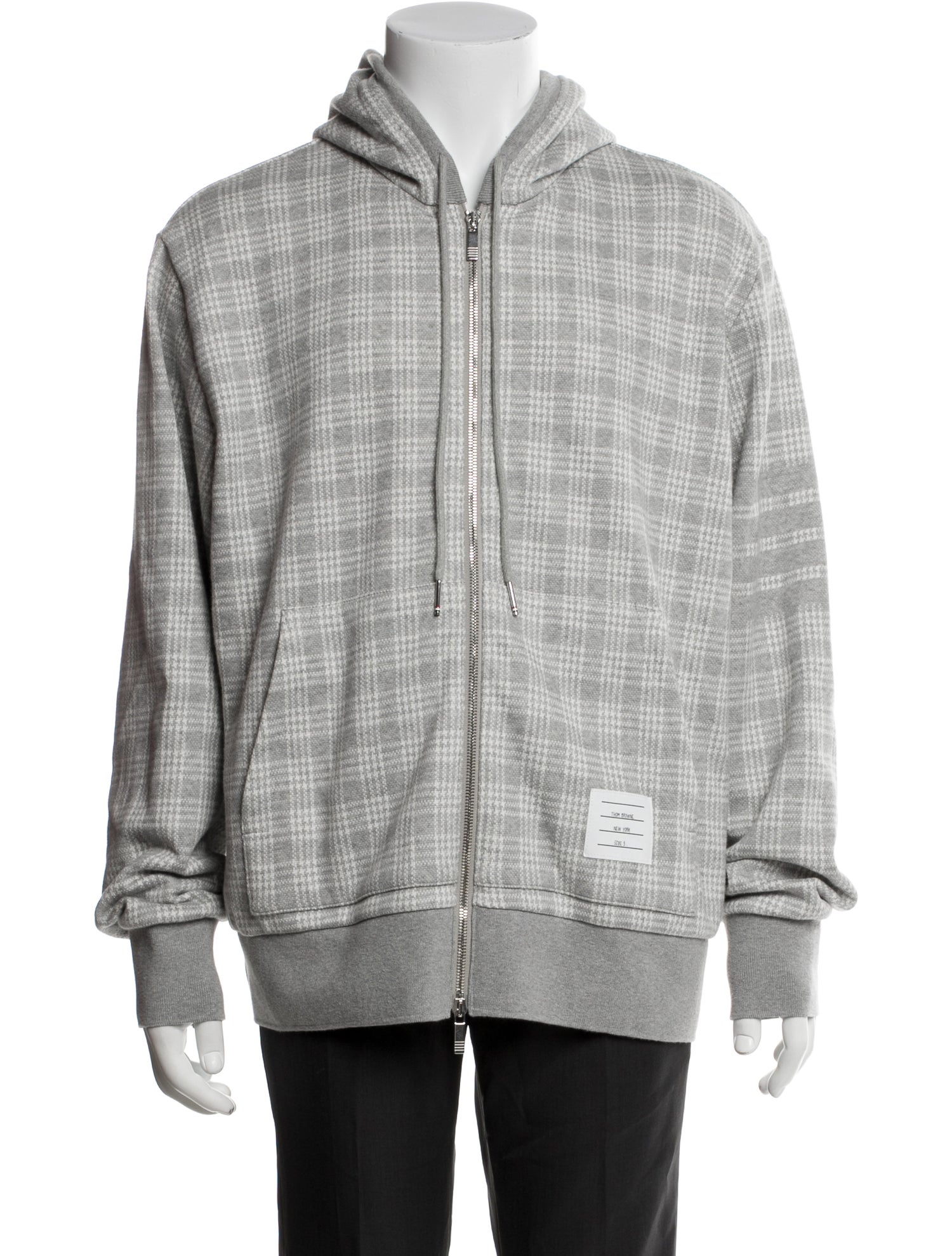 Thom Browne Plaid Print Crew Neck Hoodie