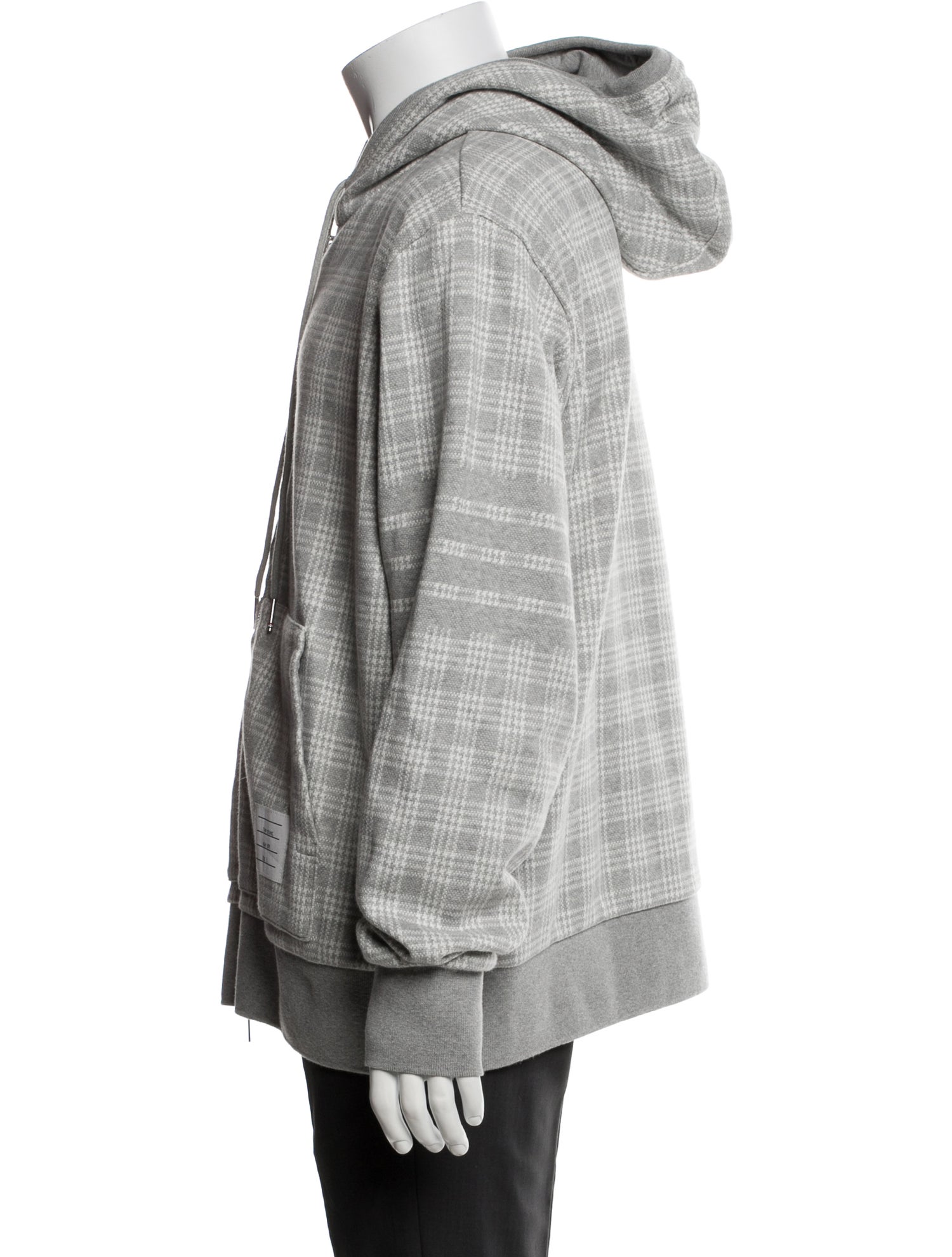 Thom Browne Plaid Print Crew Neck Hoodie