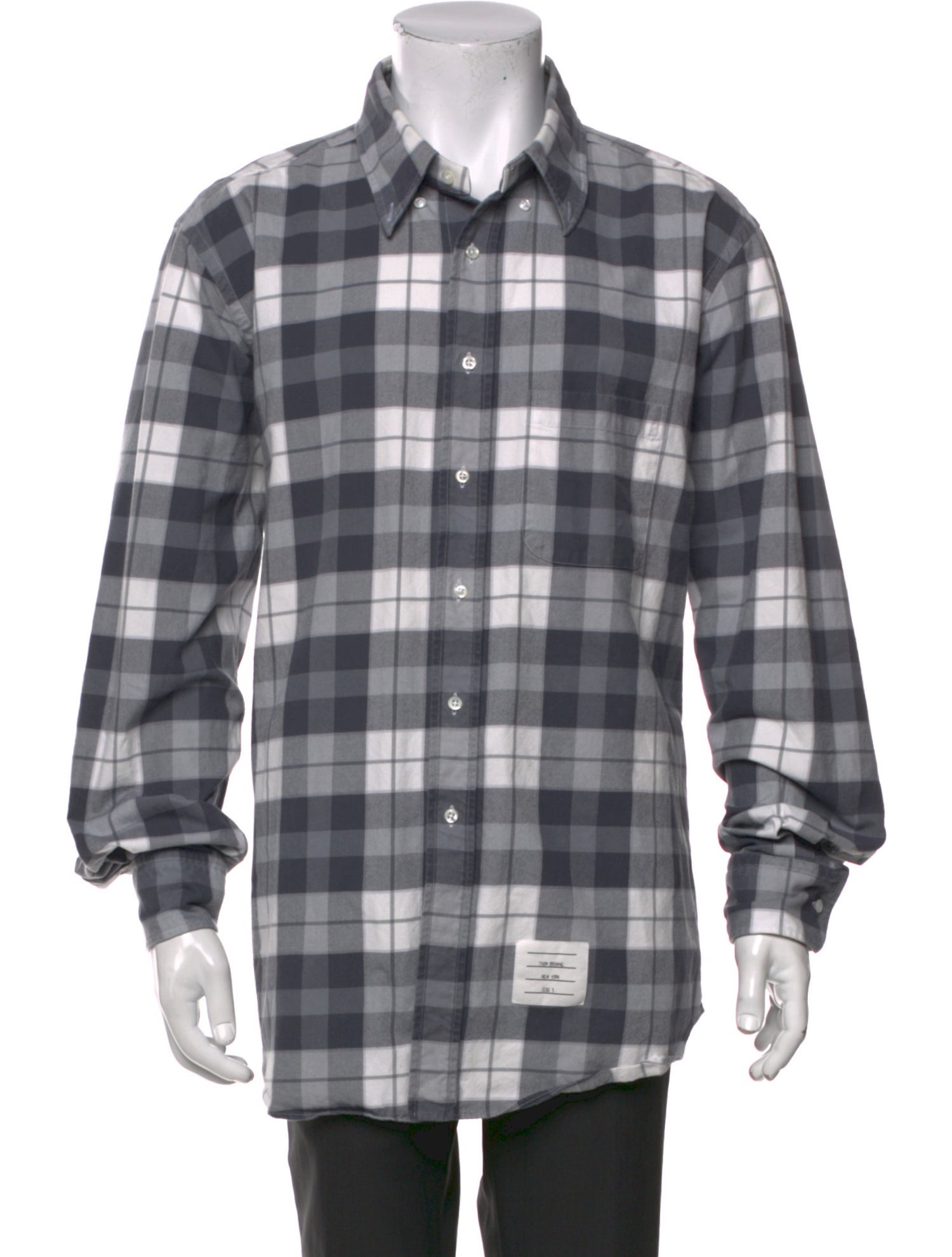 Thom Browne Plaid Print Long Sleeve Shirt