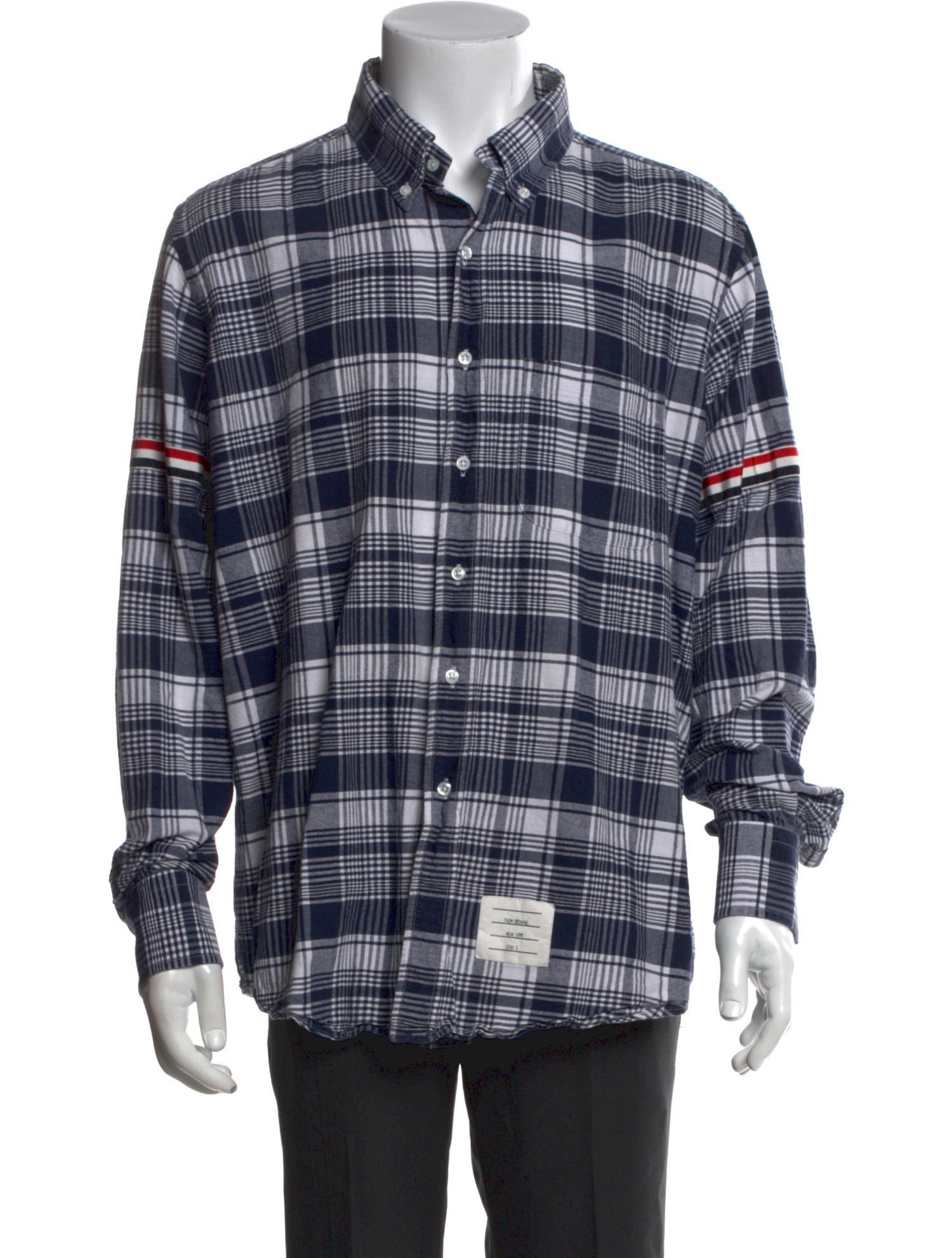 Thom Browne Plaid Print Long Sleeve Shirt