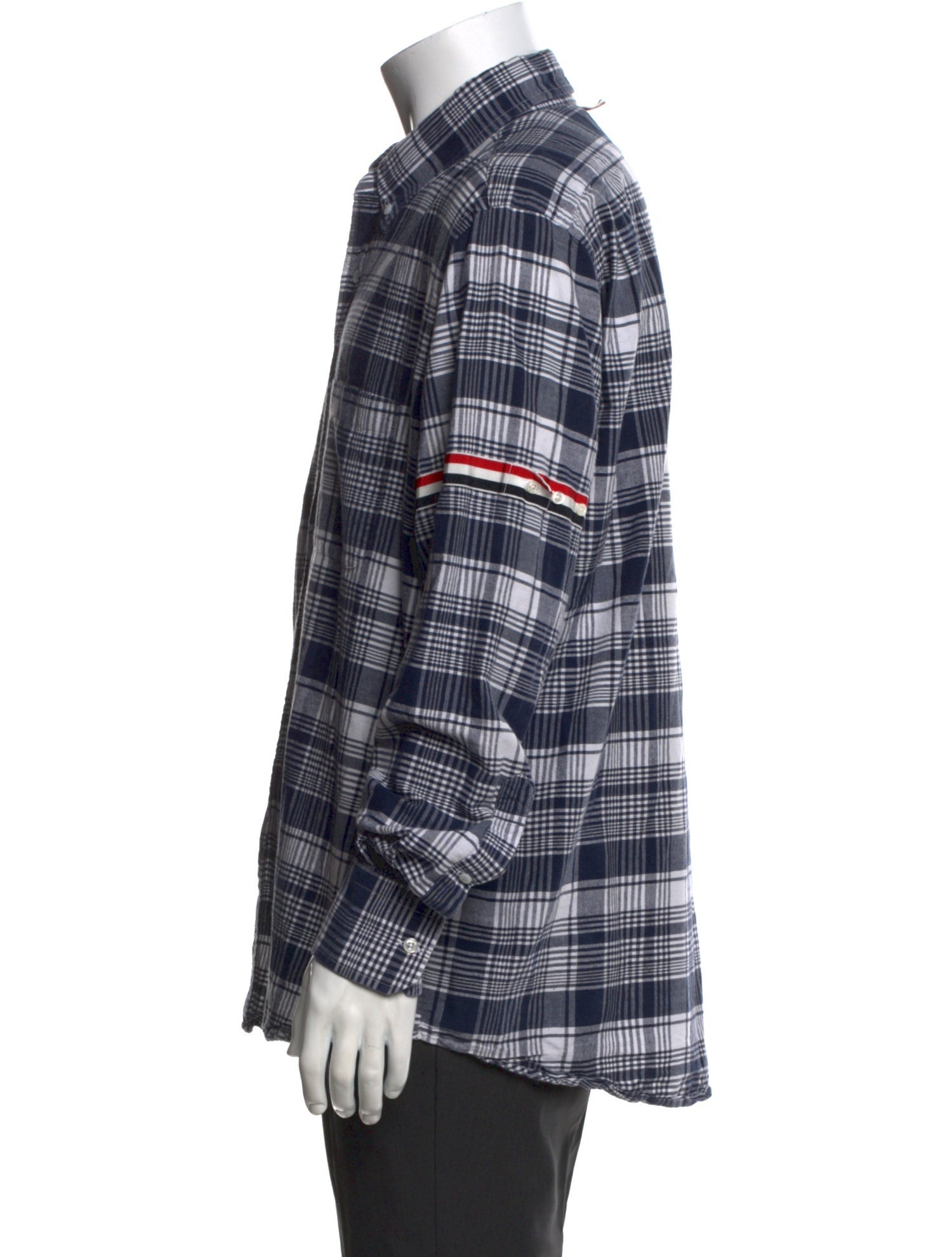 Thom Browne Plaid Print Long Sleeve Shirt