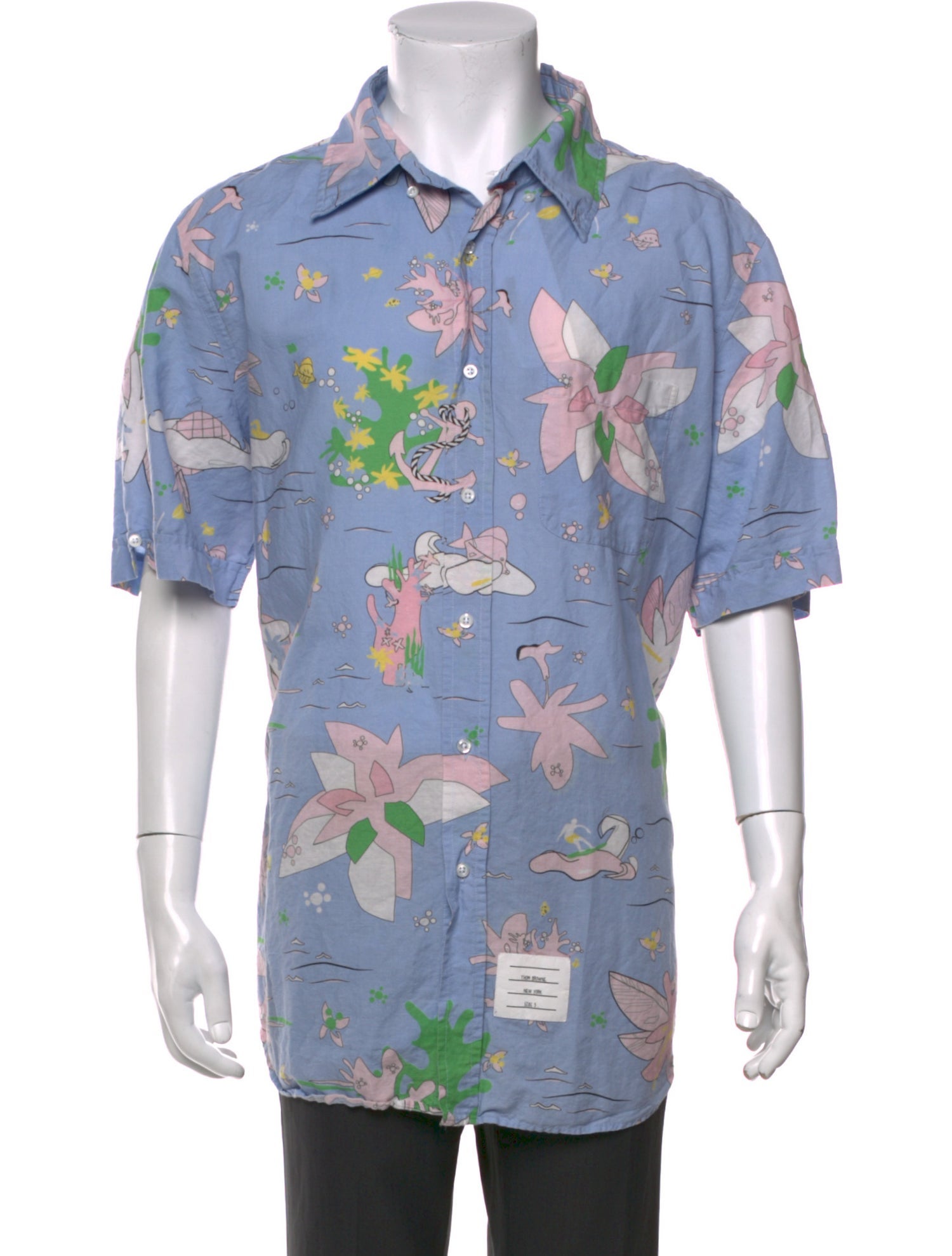 Thom Browne Floral Print Short Sleeve Shirt