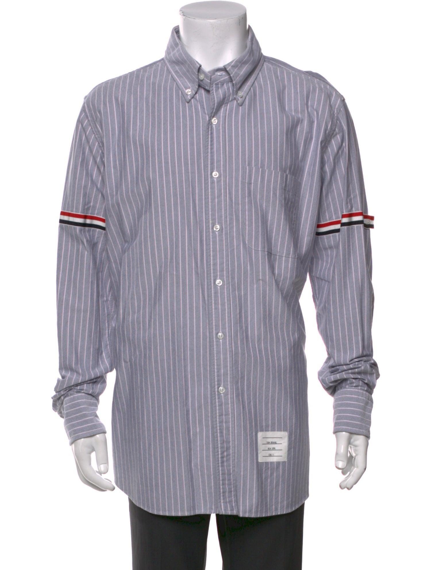 Thom Browne Striped Long Sleeve Denim Shirt