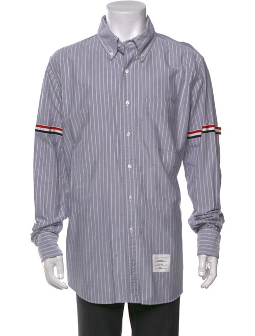 Thom Browne Striped Long Sleeve Denim Shirt
