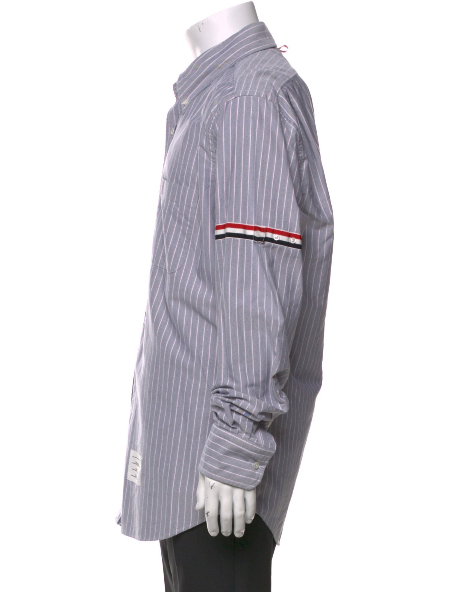 Thom Browne Striped Long Sleeve Denim Shirt
