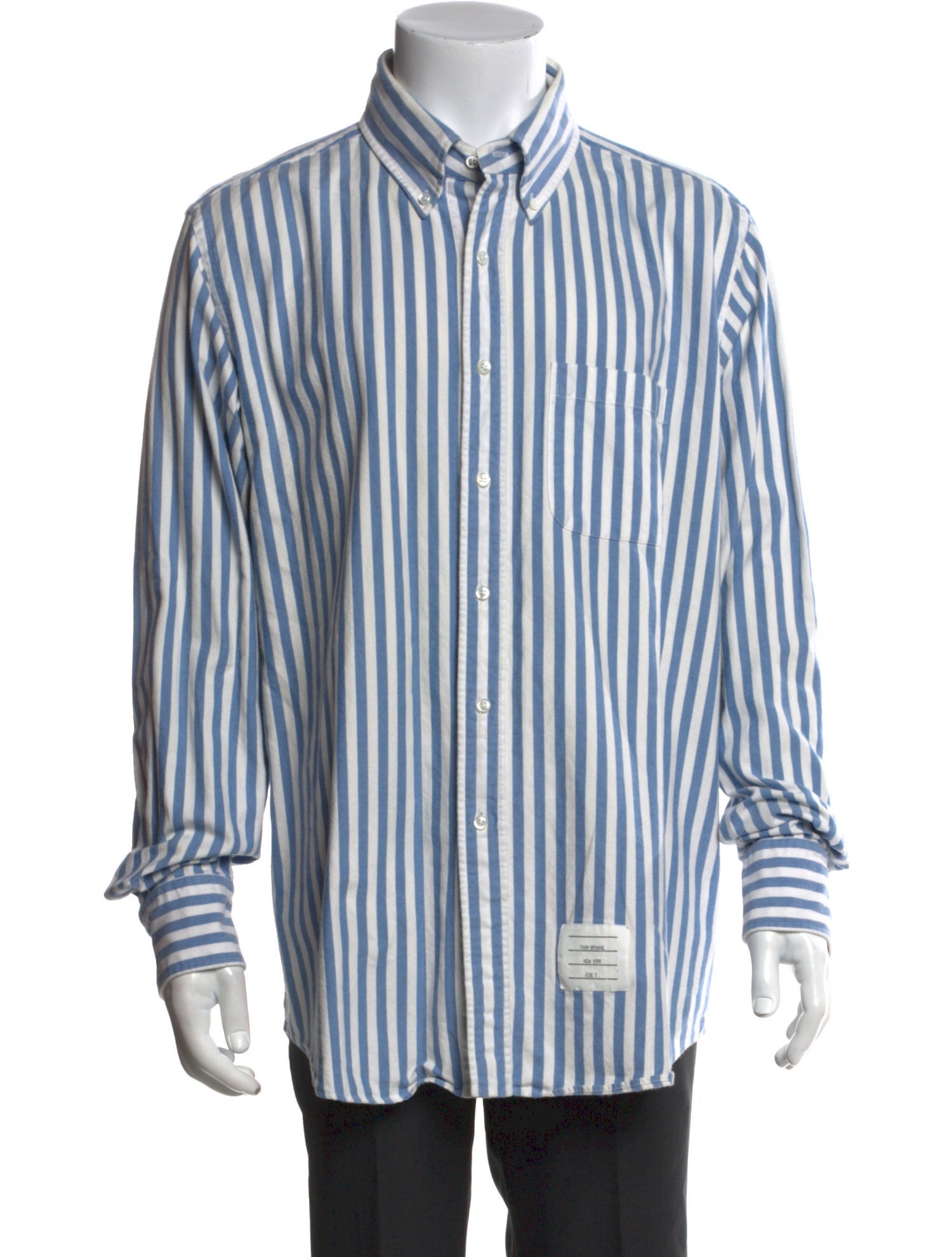 Thom Browne Striped Long Sleeve Denim Shirt