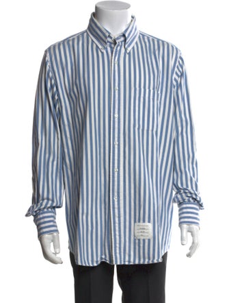 Thom Browne Striped Long Sleeve Denim Shirt