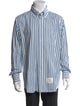 Thom Browne Striped Long Sleeve Denim Shirt