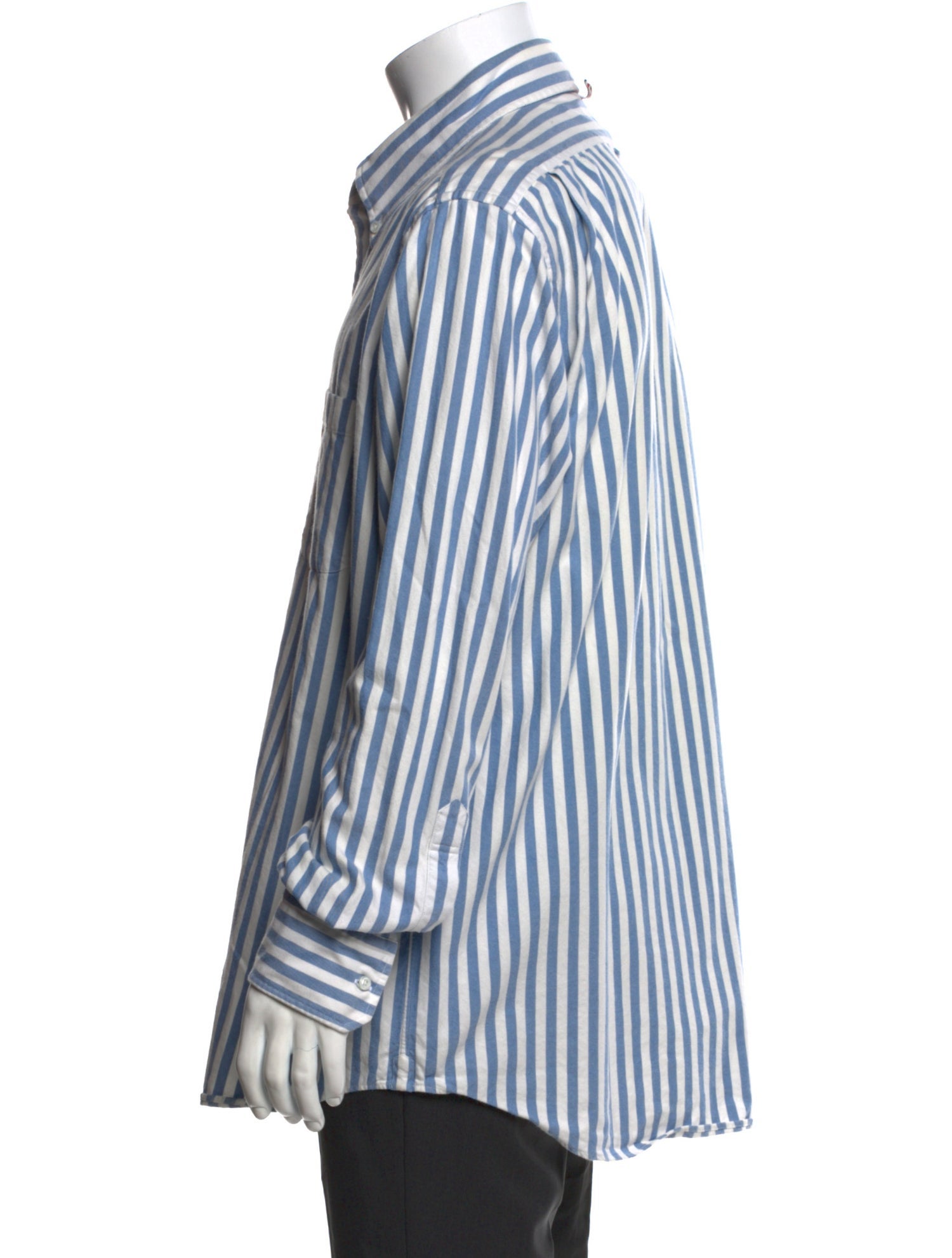 Thom Browne Striped Long Sleeve Denim Shirt