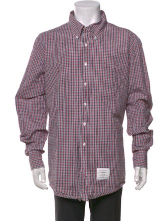 Thom Browne Plaid Print Long Sleeve Shirt