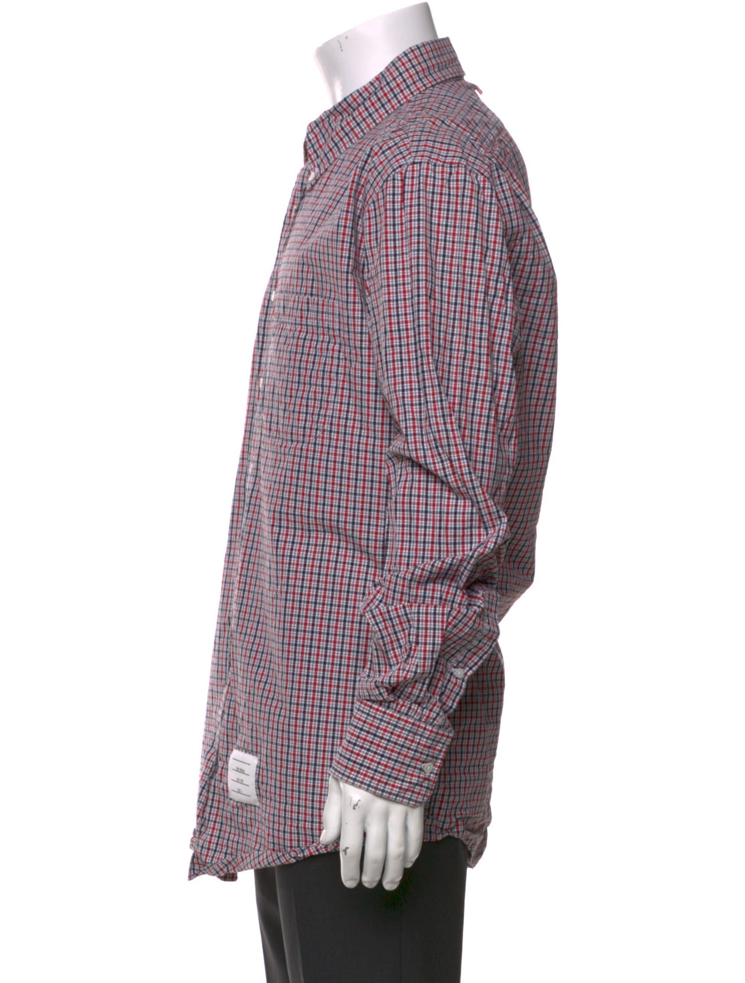 Thom Browne Plaid Print Long Sleeve Shirt