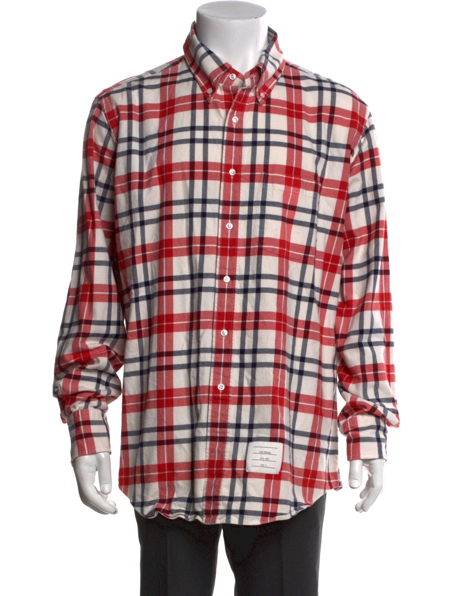 Thom Browne Plaid Print Long Sleeve Shirt
