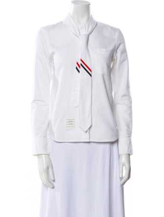 Thom Browne V-Neck Long Sleeve Button-Up Top