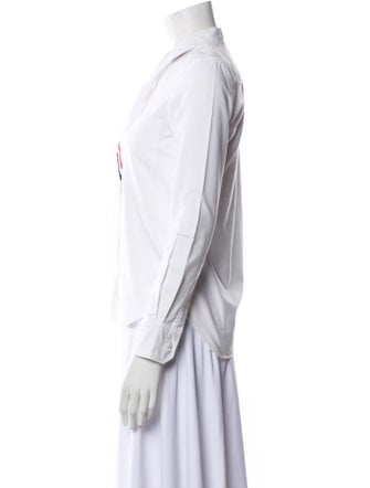 Thom Browne V-Neck Long Sleeve Button-Up Top