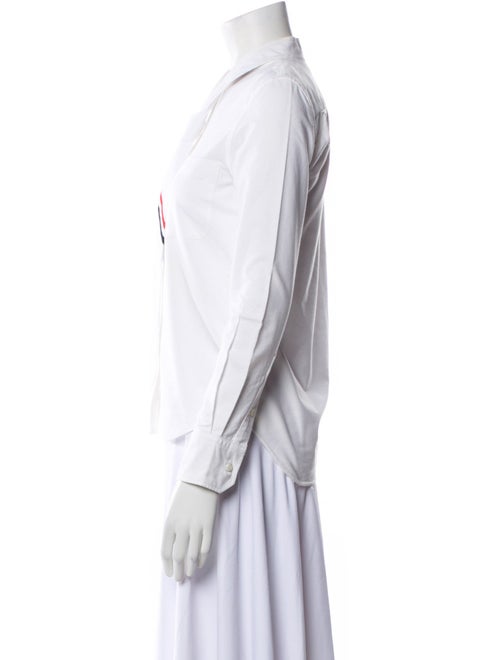 Thom Browne V-Neck Long Sleeve Button-Up Top