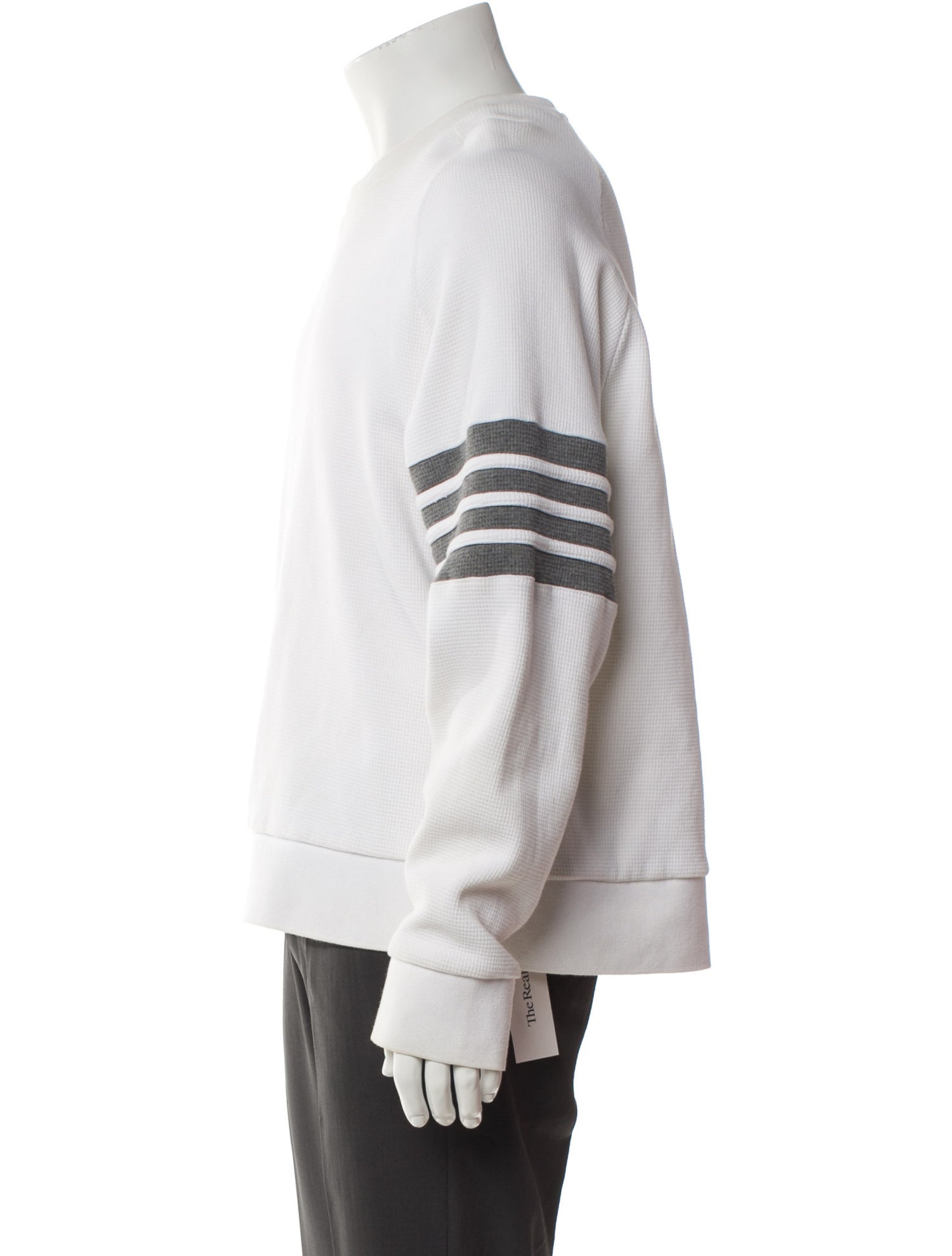 Thom Browne 4-Bar Waffle Knit Striped Pullover