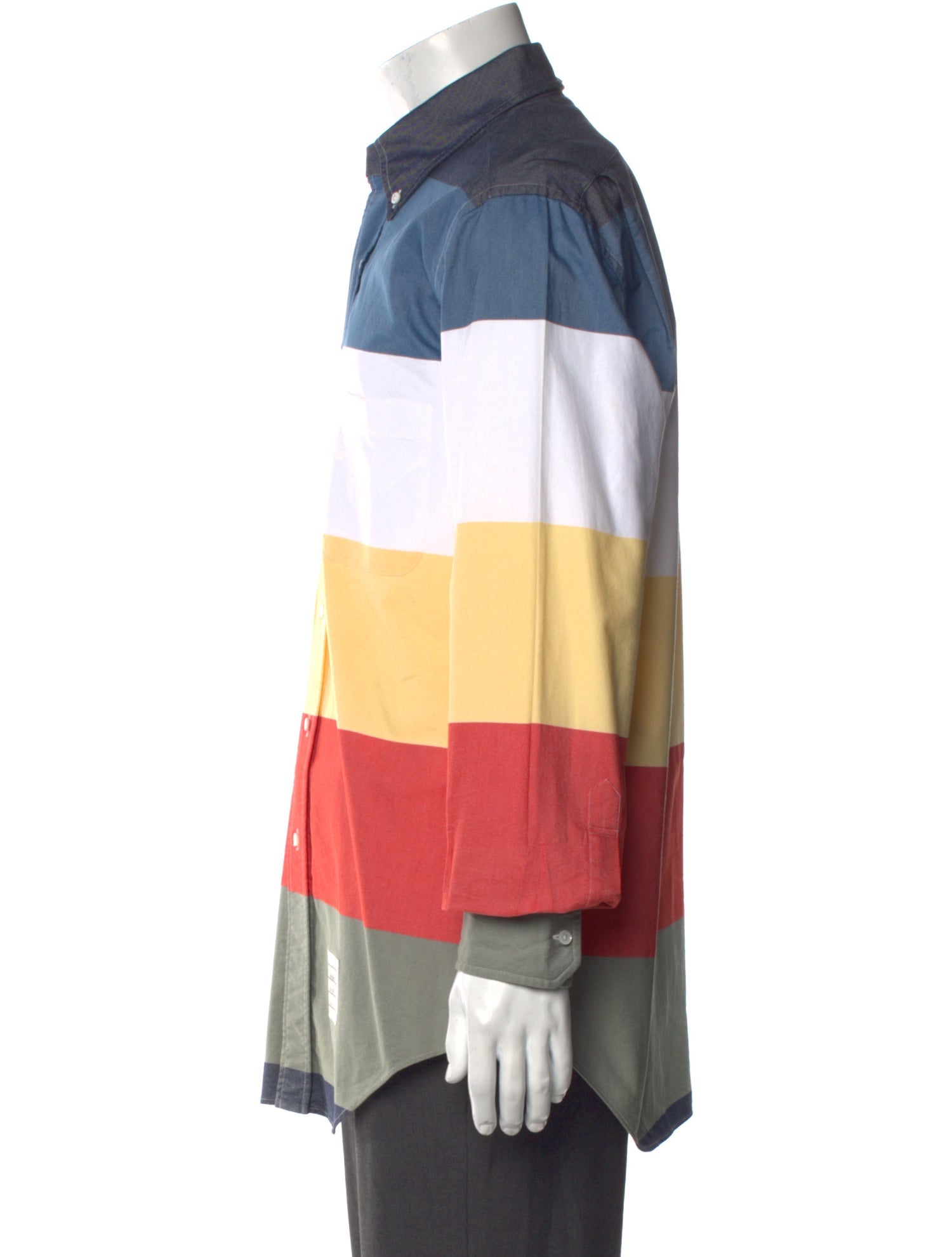 Thom Browne Colorblock Pattern Long Sleeve Shirt