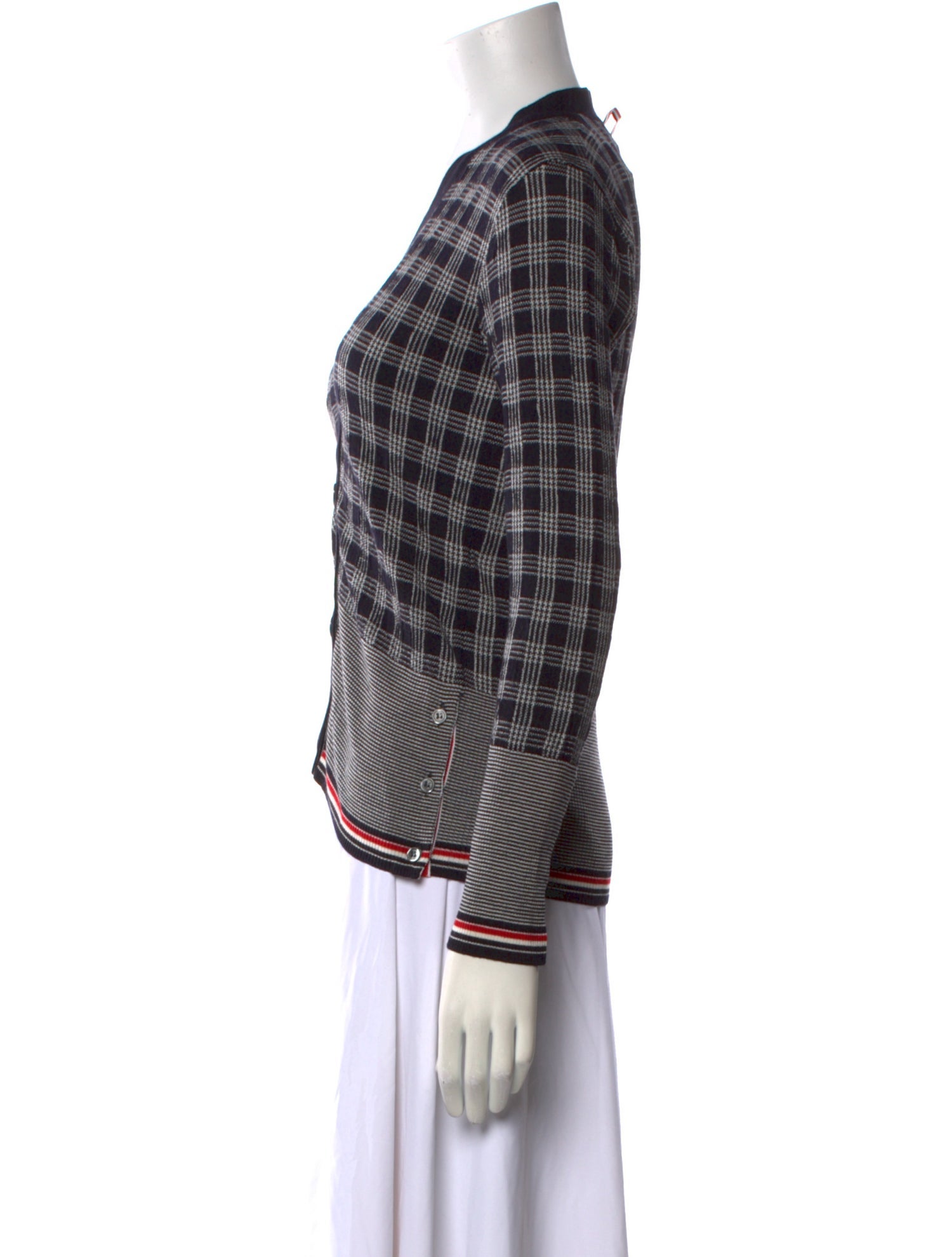 Thom Browne Merino Wool Plaid Print Sweater