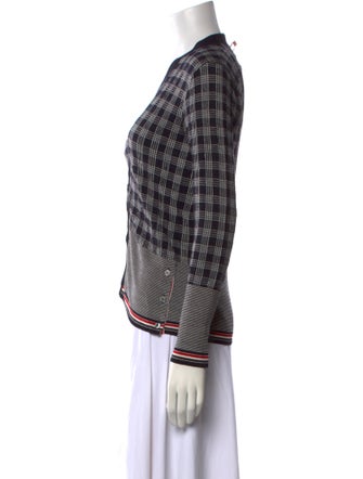 Thom Browne Merino Wool Plaid Print Sweater