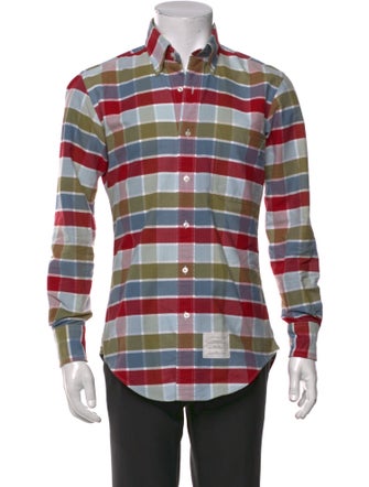Thom Browne Plaid Print Long Sleeve Shirt