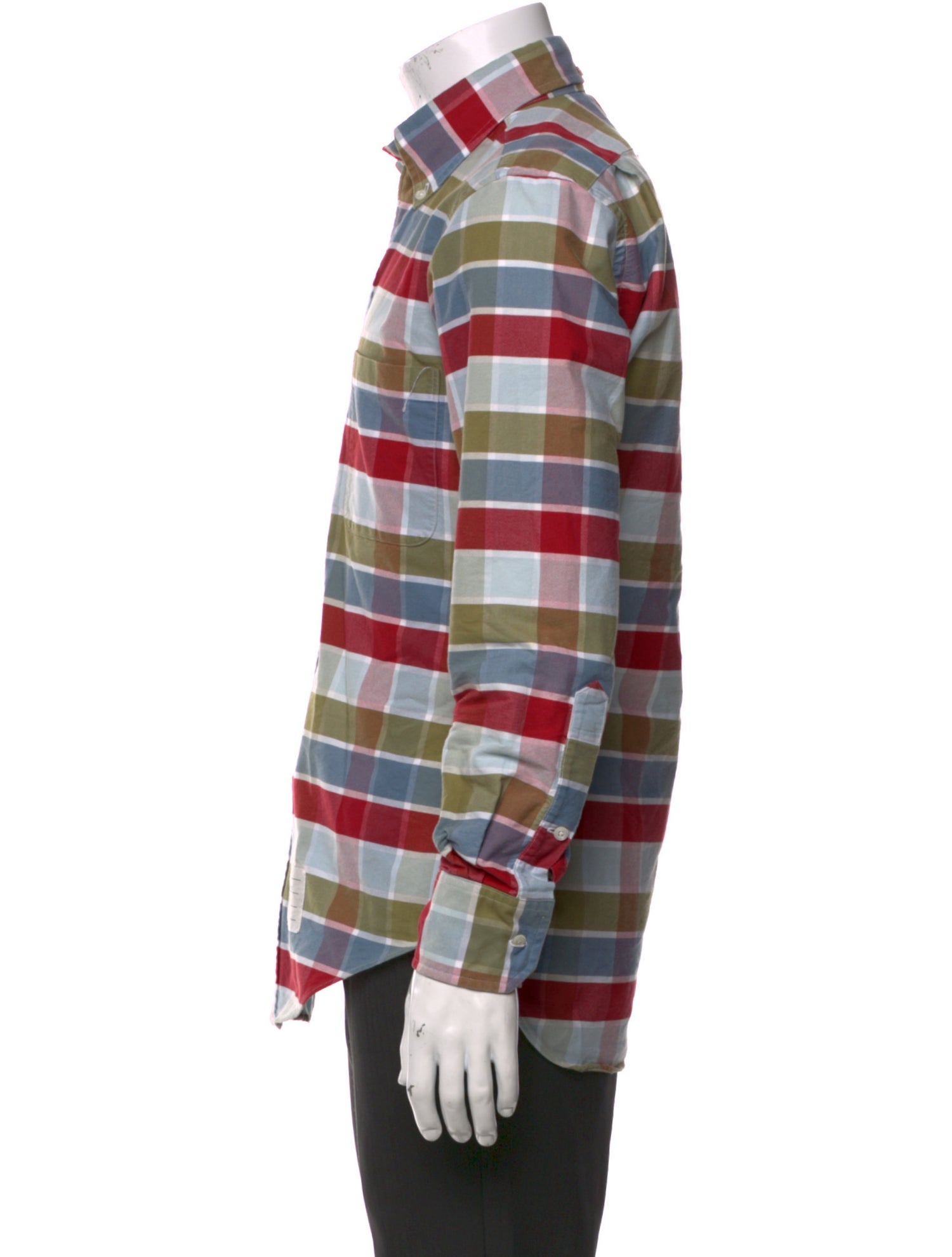 Thom Browne Plaid Print Long Sleeve Shirt