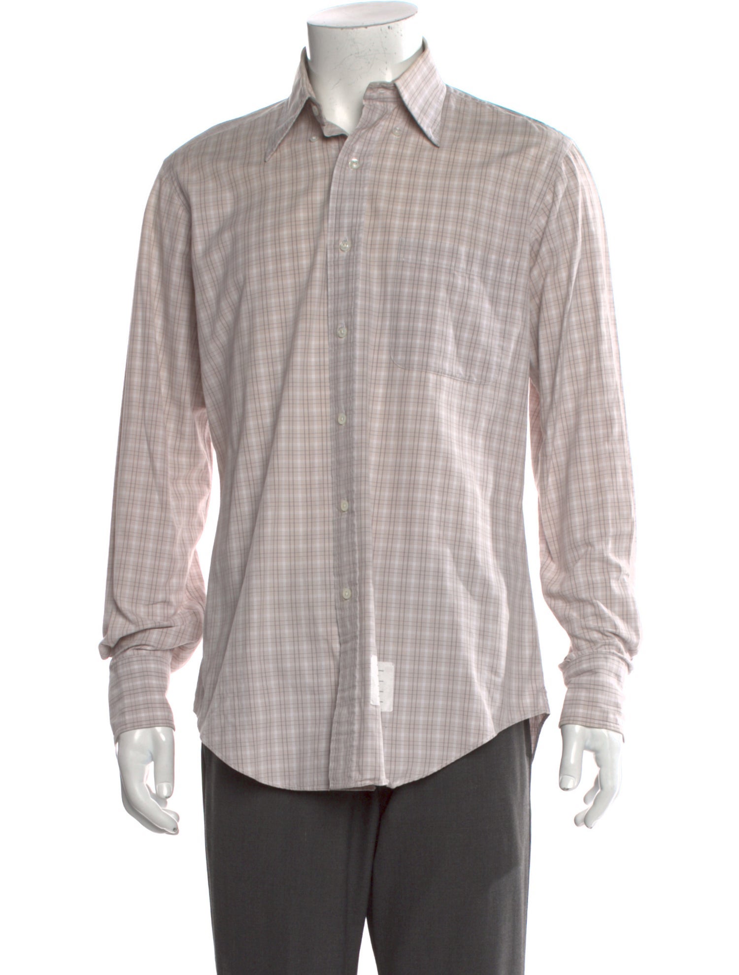 Thom Browne Plaid Print Long Sleeve Shirt