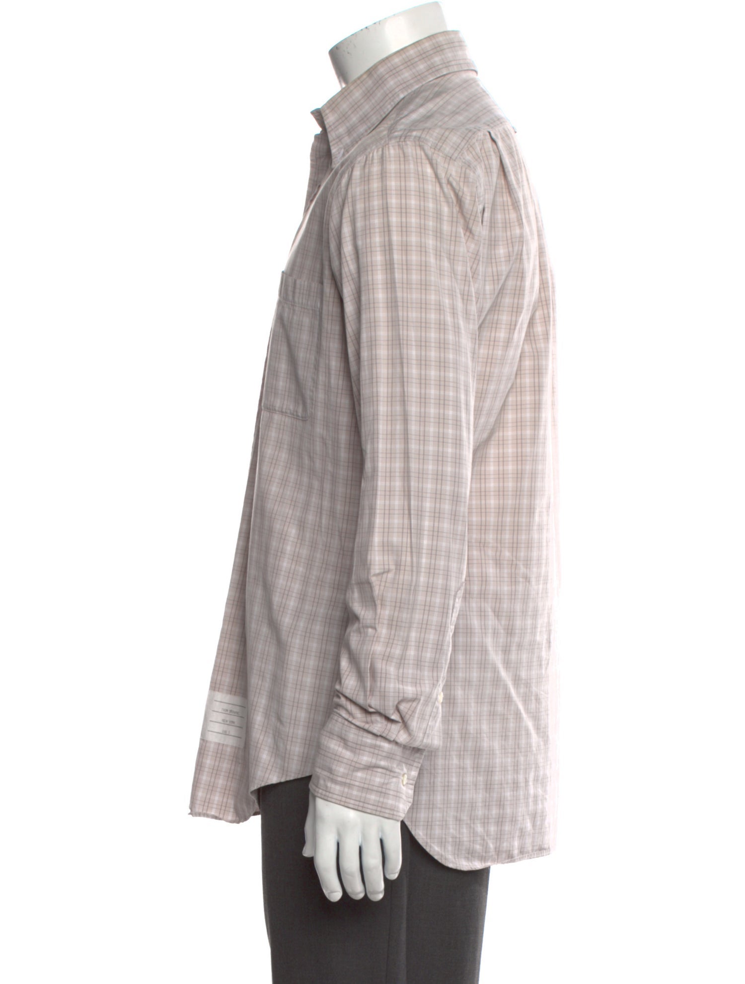 Thom Browne Plaid Print Long Sleeve Shirt