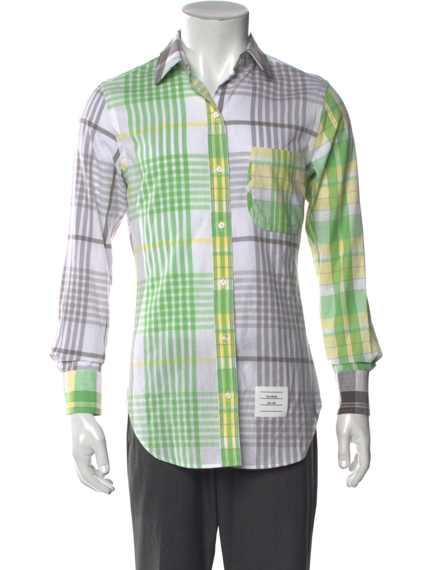 Thom Browne Plaid Print Long Sleeve Shirt