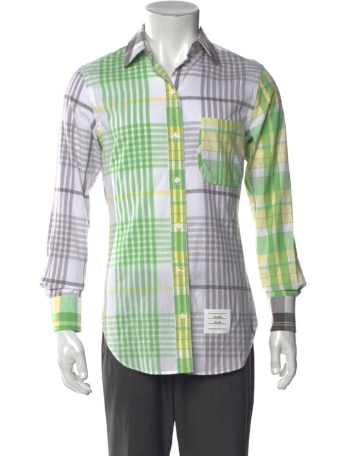 Thom Browne Plaid Print Long Sleeve Shirt