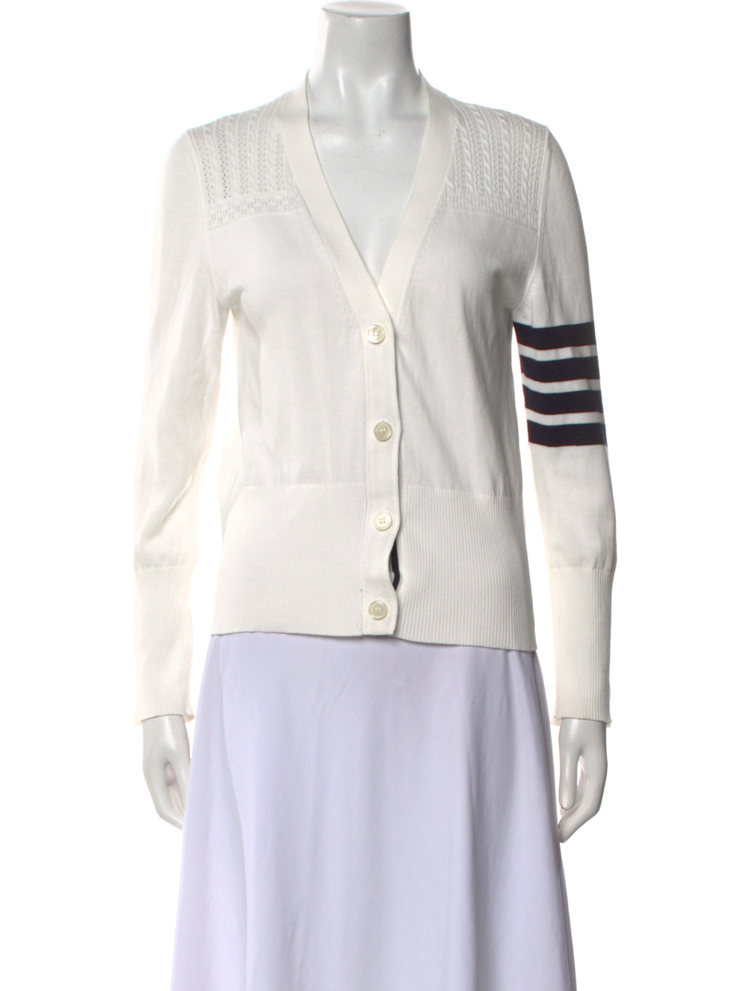 Thom Browne Graphic Print V-Neck Sweater